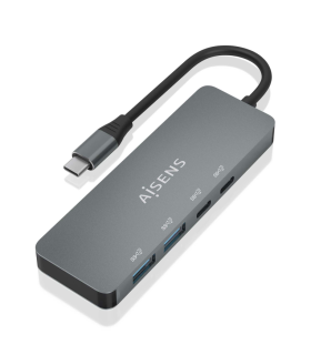 HUB AISENS USB 32 GEN2 10G USB C M 2XUSB C H 2XUSB A H 15CM GRIS
