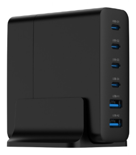 CARGADOR RAPIDO GEMBIRD USB GAN DE 6 PUERTOS 75 W NEGRO