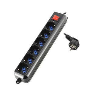 REGLETA EWENT 6 SALIDAS AC 15m NEGRO