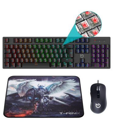 PACK HIDITEC TECLADO GAMING GK400RATON BLITZ ALFOMBRILLA T FENIX M
