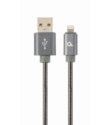 CABLE DE DATOS Y CARGA PREMIUM GEMBIRD 8 PINES METAL EN ESPIRAL 1 M GRIS
