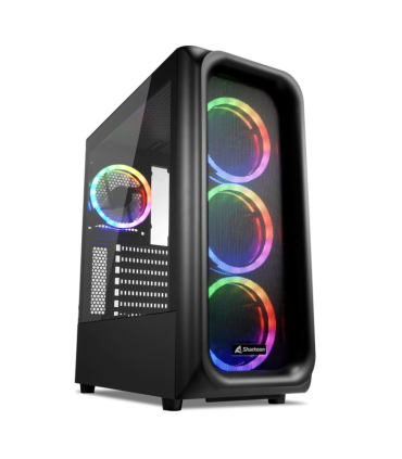 CAJA ATX SHARKOON TK5M RGB 2XUSB30 1XUSBtipoC SIN FUENTE NEGRO