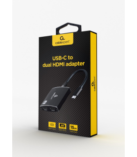 ADAPTADOR USB C A DOBLE HDMI 4K 60HZ NEGRO