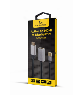 ADAPTADOR GEMBIRD ACTIVO 4K HDMI MACHO A DISPLAYPORT HEMBRA NEGRO