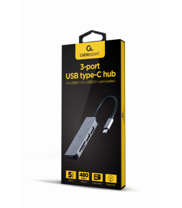HUB USB TIPO C DE 3 PUERTOS USB 31 Y USB 20 CON LECTOR DE TARJETAS