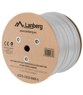 BOBINA CABLE RED LANBERG SFTP RJ45 CAT7 SOLIDO CU AWG23 LSZH CPR 305M GRIS FLU