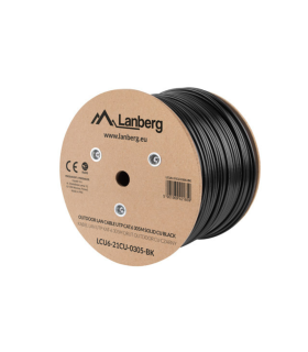 BOBINA CABLE RED LANBERG EXTERIOR UTP RJ45 CAT6 SOLIDO CU AWG24 305M NEGRO FLU