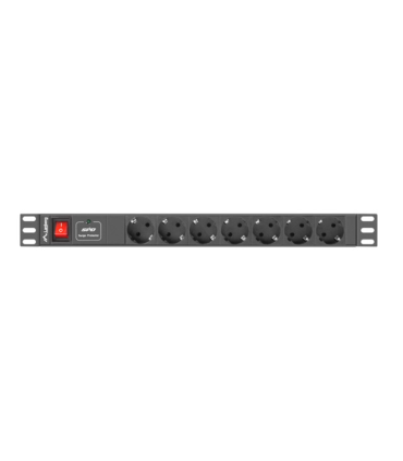 REGLETA LANBERG 1U 10A 7X SCHUKO RACK 19 2M NEGRO C14