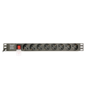 REGLETA RACK GEMBIRD 1U 16A 8 TOMAS NEGRO 3 M CON INTERRUPTOR