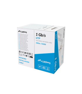BOBINA CABLE RED LANBERG UTP RJ45 1GB S SOLIDO CCA AWG23 100M GRIS
