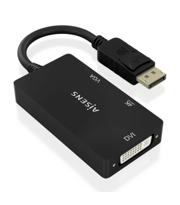 CABLE CONVERSOR AISENS DISPLAYPORT V12 A VGA DVI HDMI 4K NEGRO 15CM