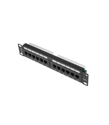 PATCH PANEL LANBERG 12 PUERTOS 1U 10 CAT6 NEGRO