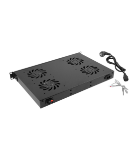 PANEL VENTILACION LANBERG LCD 4 VENTILADORES TERMOSTATO 230V 1U RACK 19 NEGRO