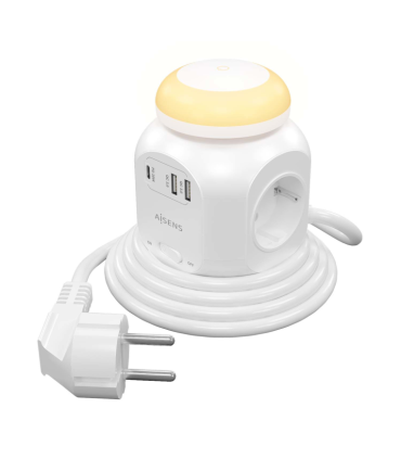 REGLETA ENCHUFES AISENS 4 TOMAS 1XUSB C 20W PD30 2XUSB A 18W QC30 LUZ 18M