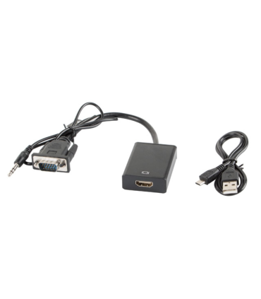 ADAPTADOR LANBERG VGA MACHOAUDIO 35MM JACK HDMI HEMBRA 20 CM NEGRO