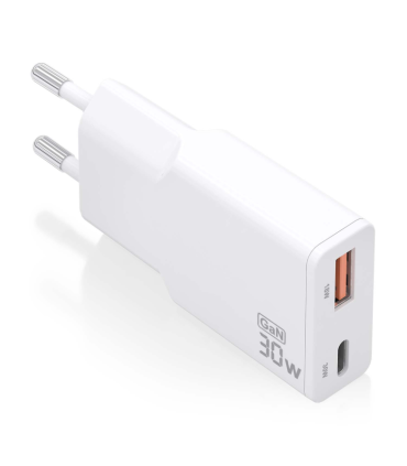 CARGADOR AISENS GAN ULTRA DELGADO 30W USB C PD30 QC40 USB A QC30