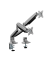 Soporte de mesa Ewent EW1528 para 2 monitores de 17-35", 15 kg por brazo, VESA 100 x 100, muelle, pinza o pasacables, plata