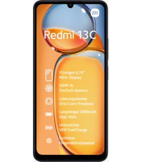 SMARTPHONE XIAOMI REDMI 13C NFC 674 4G HD DUALSIM A130 8GB 256GB BLACK