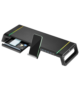 SOPORTE PLEGABLE MONITOR RGB CON CAJON SOPORTE PARA SMARTPHONE 4 PUERTOS