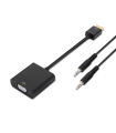 CONVERSOR AISENS HDMI A/M-SVGA/H+JACK 3.5/H NEGRO 10CM+1.0M