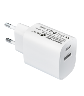 LEOTEC CARGADOR 20W CARGA RAPIDA 1 USB TIPO C PD 1 USB A BLANCO