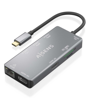 HUB AISENS USB C DOCK 9 EN 1 USB C 2XHDMI RJ45 2XUSB A 30 USB A 20 PD
