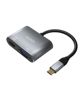CABLE CONVERSOR AISENS USB C A VGA HDMI 4K GRIS 15CM