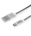 CABLE MAILLON PREMIUM MICRO USB 2,4 METAL PLATEADO 1M