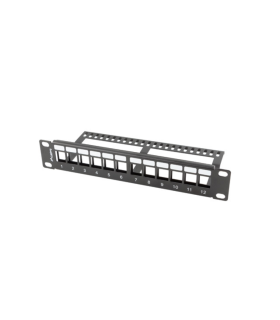 PATCH PANEL LANBERG 12 PUERTOS 1U RACK 19 ORGANIZADOR MODULOS KEYSTONE NEGRO