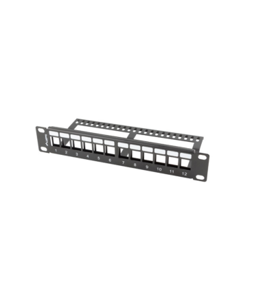PATCH PANEL LANBERG 12 PUERTOS 1U RACK 19 ORGANIZADOR MODULOS KEYSTONE NEGRO