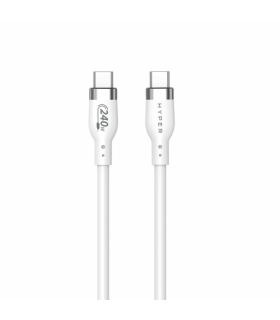 HYPER 2M SILICONE 240W USB C CHARGING CABLE WHITE