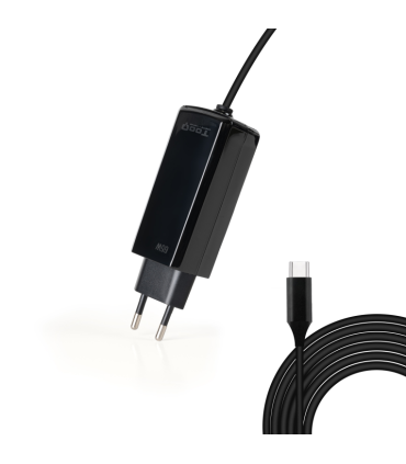 CARGADOR TOOQ PORTATIL GAN USB C PD 65W CUBICO NEGRO
