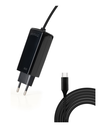 CARGADOR TOOQ PORTATIL GAN USB C PD 90W CUBICO NEGRO