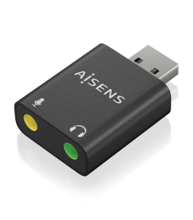CONVERSOR AISENS USB A A AUDIO 48KHZ USB A M 2XJACK 35 H NEGRO