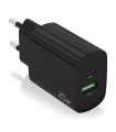 CARGADOR AISENS 20W 1XUSB-C PD3.0 1XUSB-A QC3.0 NEGRO