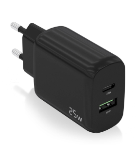 CARGADOR AISENS 25W 1XUSB C PD30 1XUSB A QC30 NEGRO