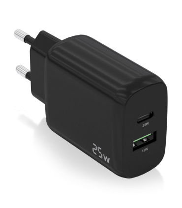 CARGADOR AISENS 25W 1XUSB C PD30 1XUSB A QC30 NEGRO