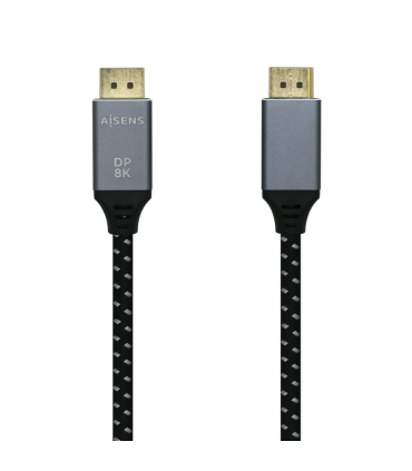 CABLE AISENS DISPLAYPORT V14 8K60HZ DP M DP M GRIS NEGRO 20M