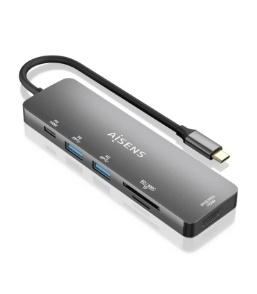 USB C DOCK AISENS 6 EN 1 USB C A 1XHDMI 2XUSB A 1XUSB C PD 100W 15CM