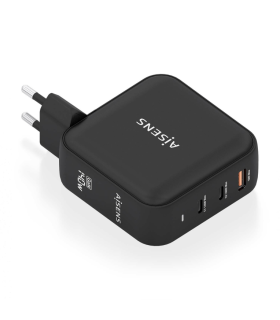 CARGADOR AISENS GAN 140W 2XUSB C PD31 QC40 1XUSB A QC30 NEGRO