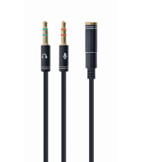CABLE ADAPTADOR GEMBIRD HEMBRA 4PINES 35MM A 2 STEREO 35MM NEGRO CMETALIC
