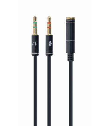 CABLE ADAPTADOR GEMBIRD HEMBRA 4PINES 35MM A 2 STEREO 35MM NEGRO CMETALIC