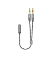 CABLE ADAPTADOR AISENS AUDIO JACK 3.5 4P/H-2XJACK 3.5 3P/M 25CM