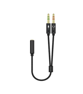 CABLE ADAPTADOR AISENS AUDIO JACK 35 4P H 2XJACK 35 3P M 25CM