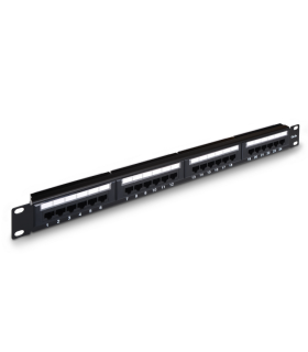 PANEL PARCHEO AISENS 24 PUERTOS RJ45 CAT5E UTP 19 1U DUAL IDC NEGRO