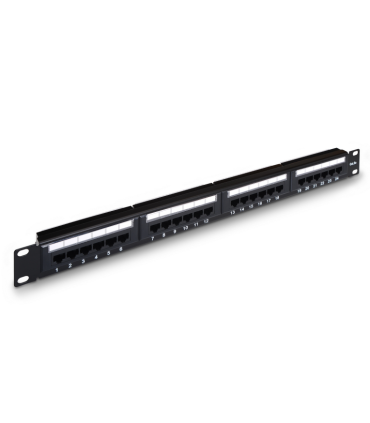 PANEL PARCHEO AISENS 24 PUERTOS RJ45 CAT5E UTP 19 1U DUAL IDC NEGRO