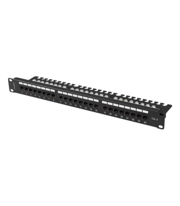 PATCH PANEL LANBERG 24 PUERTOS 1U 19 CAT6 UTP CON ORGANIZADOR CABLES NEGRO