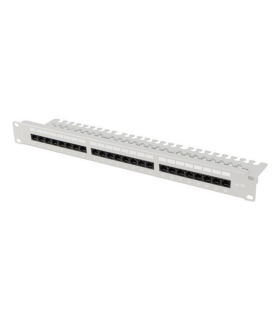 PATCH PANEL LANBERG 24 PUERTOS 1U 19 CAT6A UTP CON ORGANIZADOR CABLES GRIS
