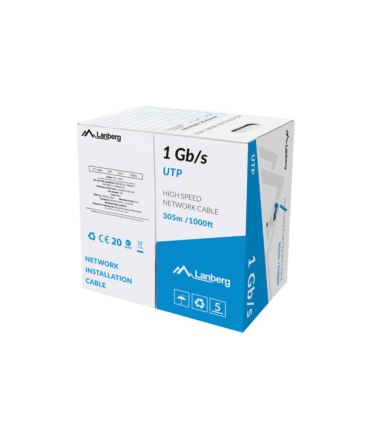 BOBINA CABLE RED LANBERG UTP RJ45 1GB S SOLIDO CCA AWG23 305M AZUL
