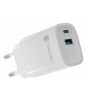 CARGADOR NATEC RIBERA GAN 30W PD30 QC30 1XUSB A 1XUSB C BLANCO